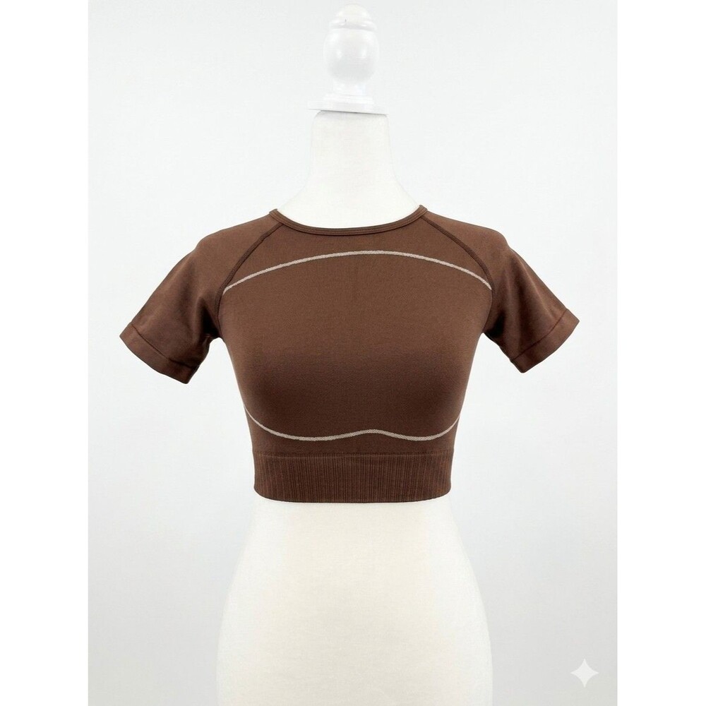 Pretty Little Things Stretch Crop Top Brown Festival Trendy Y2K Style